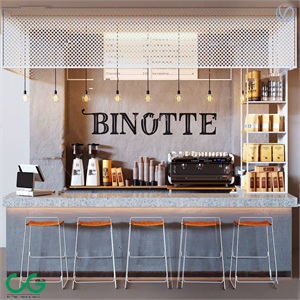 Industrial style coffee bar 3d model